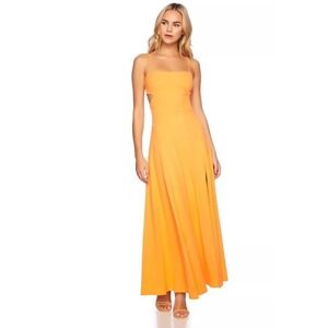 Susana Monaco Dress L Maxi Flowy Orange Tropical Boho Chic Vacation Resort  $248